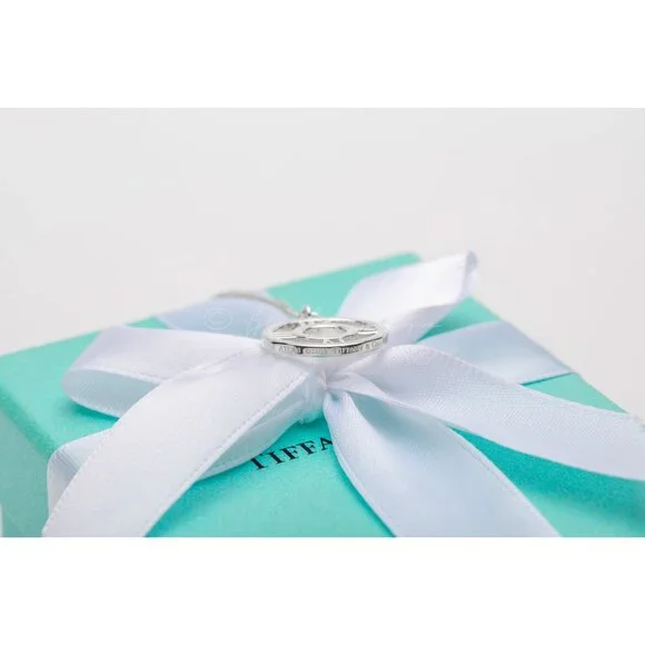 Tiffany & Co. Vintage Atlas Circle Pendant Roman Numerals Cutout Necklace Silver - Picture 7 of 8